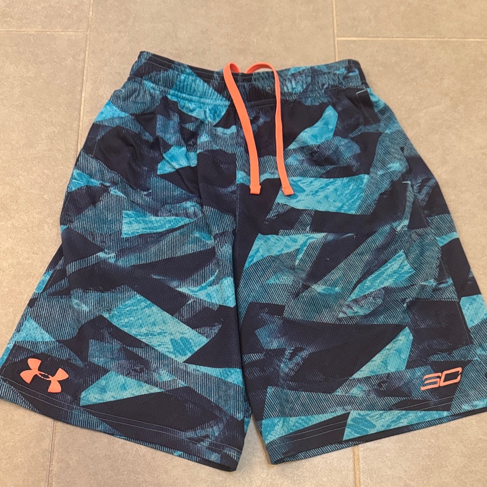 Under Armour Kids Teal and Black Patterned Shorts